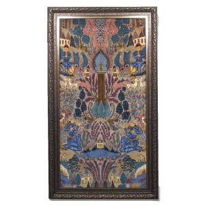 ペルシャ絨毯 イラン・タブリーズ絵画 125×92cm(額縁込) 手織り 絵画