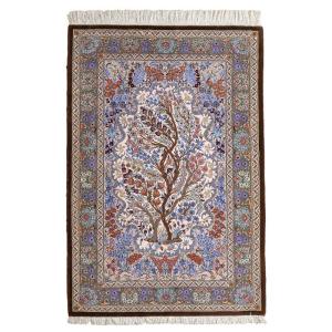 ペルシャ絨毯 イラン じゅうたん・クム産 シルク 100％ 91×58cm 手織り