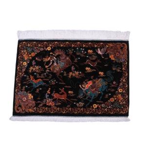 ペルシャ絨毯／クム 88×59cm イラン産 手織り シルク100％ ラグ ラグマット（FN-70278）