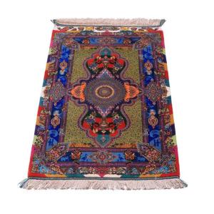 ペルシャ絨毯／ジャムシーディー工房 96×59cm イラン産 手織り シルク100％ ラグ ラグマット（FN-70281）