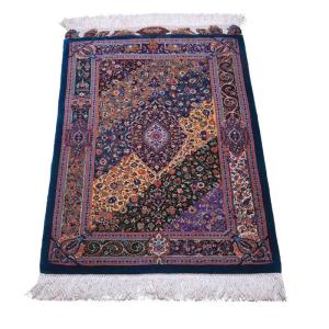 ペルシャ絨毯／ジャムシーディー工房 93×58cm イラン産 手織り シルク100％ ラグ ラグマット（FN-70285）