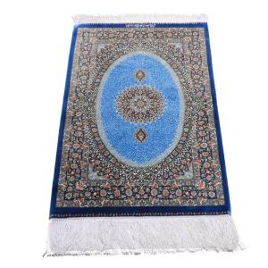 ペルシャ絨毯／メフルバフ工房 92×58cm イラン産 手織り シルク100％ ラグ ラグマット（FN-70287）