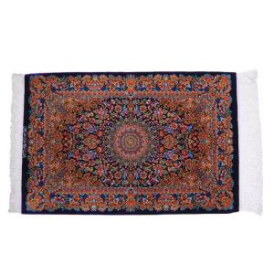 ペルシャ絨毯／メフルバフ工房 89×58cm イラン産 手織り シルク100％ ラグ ラグマット（FN-70290）
