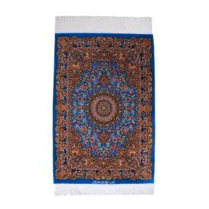 ペルシャ絨毯／メフルバフ工房 88×59cm イラン産 手織り シルク100％ ラグ ラグマット（FN-70293）