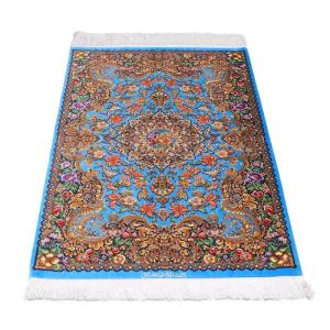 ペルシャ絨毯／メフルバフ工房 123×77cm イラン産 手織り シルク100％ ラグ ラグマット（FN-70302）