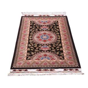 ペルシャ絨毯／ジェディ工房 132×76cm イラン産 手織り シルク100％ ラグ ラグマット（FN-70303）