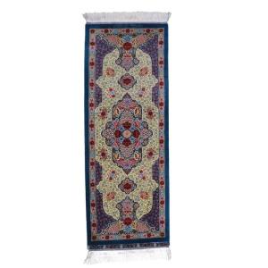 ペルシャ絨毯／エスファハーニヤン工房　128番 124×46cm イラン産 手織り シルク100％ ラグ ラグマット（FN-70316）