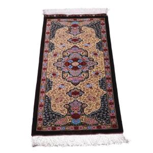 ペルシャ絨毯／エスファハーニヤン工房　128番 118×47cm イラン産 手織り シルク100％ ラグ ラグマット（FN-70319）