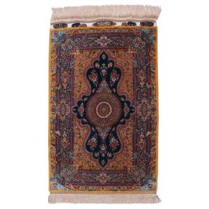 ペルシャ絨毯／ジャムシーディー工房 90×57cm イラン産 手織り シルク100％ ラグ ラグマット（FN-70320）
