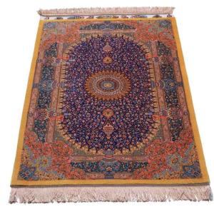 ペルシャ絨毯／ジャムシーディー工房 122×79cm イラン産 手織り シルク100％ ラグ ラグマット（FN-70327）