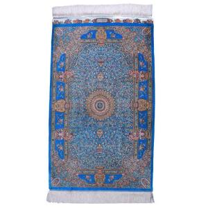 ペルシャ絨毯／ジャムシーディー工房 129×78cm イラン産 手織り シルク100％ ラグ ラグマット（FN-70330）