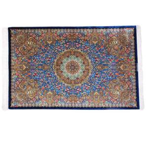 ペルシャ絨毯／メフルバフ工房 202×130cm イラン産 手織り シルク100％ ラグ ラグマット（FN-70337）