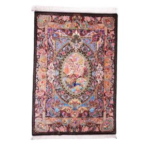 ペルシャ絨毯／モハンマディー工房 199×137cm イラン産 手織り シルク100％ ラグ ラグマット（FN-70339）
