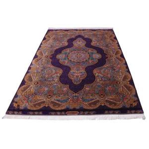 ペルシャ絨毯／マラーム工房 212×137cm イラン産 手織り シルク100％ ラグ ラグマット（FN-70344）