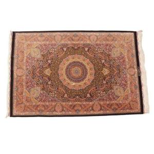 ペルシャ絨毯／モハンマド・ヘイラト作　ナンバー59 152×100cm イラン産 手織り シルク100％ ラグ ラグマット（FN-70348）