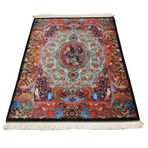 ペルシャ絨毯／ホセイン・シーラーズィー作 152×100cm イラン産 手織り シルク100％ ラグ ラグマット（FN-70353）