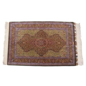 ペルシャ絨毯／ジャムシーディー工房 154×102cm イラン産 手織り シルク100％ ラグ ラグマット（FN-70359）