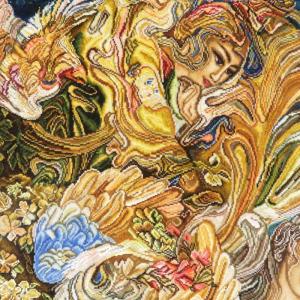 ペルシャ絨毯 イラン・タブリーズ絵画 150×...の詳細画像3