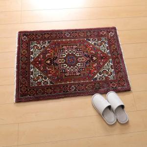 ペルシャ絨毯／クム 124×80cm イラン産 手織り シルク100％ ラグ