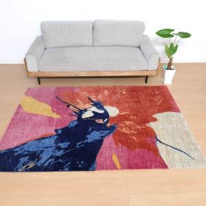 プレミアムギャッベ／ホシナマイ（ルリバフ） 205×151cm イラン産 手織り ウール ラグ リビング ダイニング 大判（HL-10856）