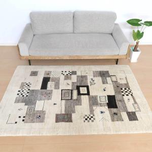 プレミアムギャッベ／ホシナマイ（カシュクリ） 207×140cm イラン産 手織り ウール ラグ リビング ダイニング 大判（HL-10882）