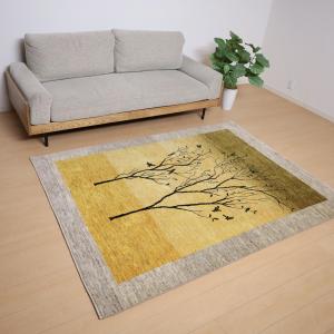 ギャッベ／カシュクリ 201×153cm イラン産 手織り リビング ウール ラグ ラグマット（HL-11787）