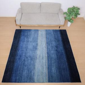 ギャッベ／ルリバフ 207×206cm イラン産 手織り リビング ウール ラグ