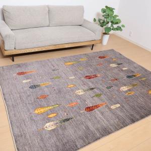 ギャッベ／ルリバフ 240×175cm イラン産 手織り リビング ウール ラグ ラグマット（HL-12061）