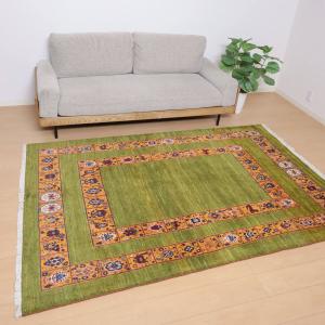 ギャッベ／ルリバフ 235×166cm イラン産 手織り リビング ウール ラグ ラグマット（HL-12148）