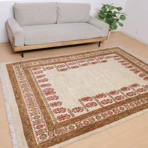 ギャッベ／ルリバフ 249×172cm イラン産 手織り リビング ウール ラグ ラグマット（HL-12150）