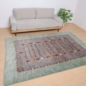 ギャッベ／アマレ 246×169cm イラン産 手織り リビング ウール ラグ ラグマット（HL-12163）