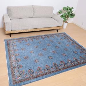 ギャッベ／ルリバフ 206×154cm イラン産 手織り リビング ウール ラグ ラグマット（HL-12225）