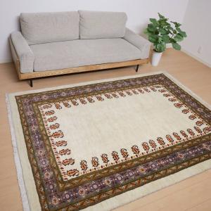 ギャッベ／ルリバフ 235×177cm イラン産 手織り リビング ウール ラグ ラグマット（HL-12321）