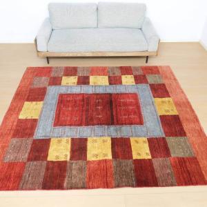 プレミアムギャッベ／ホシナマイ（ルリバフ) 232×206cm イラン産 手織り ウール ラグ リビング ダイニング 大判（HL-32043）