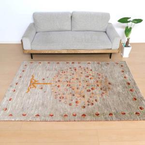 プレミアムギャッベ／ホシナマイ（ルリバフ) 208×143cm イラン産 手織り ウール ラグ リビング ダイニング 大判（HL-53733）