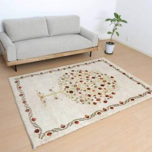 プレミアムギャッベ／ホシナマイ（ルリバフ) 205×146cm イラン産 手織り ウール ラグ リビング ダイニング 大判（HL-55363）