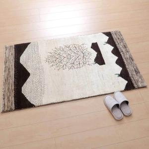 ギャッベ／ラティーフ 125×82cm イラン産 手織り リビング ウール ラグ