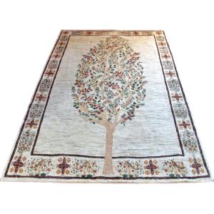 プレミアムギャッベ／ホシナマイ（ルリバフ） 302×220cm イラン産 手織り ウール ラグ リビング ダイニング 大判（HX-17102）