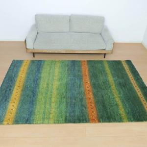 プレミアムギャッベ／ホシナマイ（ルリバフ） 265×163cm イラン産 手織り ウール ラグ リビング ダイニング 大判 （HX-26652）