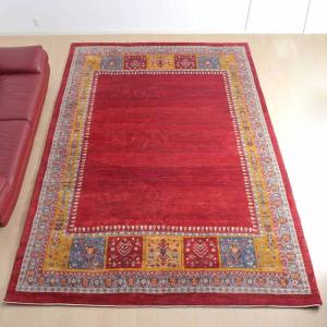 最高級イラン産ギャッベ（ルリバフ） 356×251cm 手織り ウール ラグ リビング ダイニング 大判 （HX-62465）