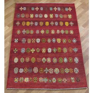 ギャッベ イラン製 ゾランヴァリ／アマレ 172×123cm 手織り ウール ラグ リビング ダイニング ラグマット（ZL-1450）