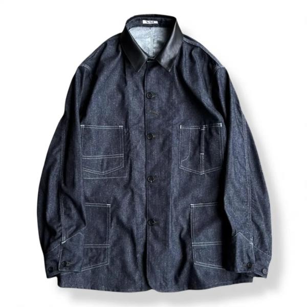 INTERIM (インテリム) GOAT LEATHER COLLAR SILK NOIL DENI...