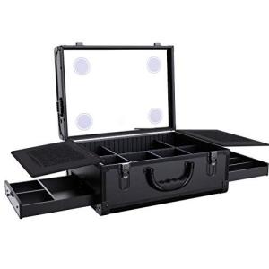 YINGJEE メイクボックス プロ仕様 大容量 鏡付き ライト付き