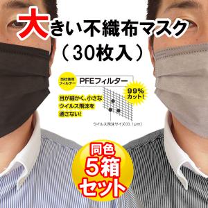 5箱150枚 マスク 不織布 大きめ 黒 大人用 30枚入 メンズ ３層構造 男のマスク｜o-sakatsuhan