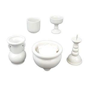 漆ぷろだくと 陶器 5具足 セット 香呂灰付 白無地 仏具セット