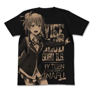 やはり俺の青春ラブコメはまちがっている。続 オールプリントTシャツ 由比ヶ浜結衣 BLACK-L【予約 再販 7月上旬 発売予定】｜o-trap