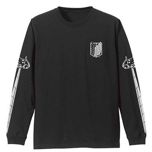 進撃の巨人 袖リブロングスリーブTシャツ 調査兵団 BLACK-M