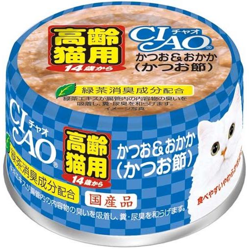 いなばペットフード　CIAO（チャオ）缶　高齢猫用　14歳からのかつお＆おかか（かつお節）85g【ホ...