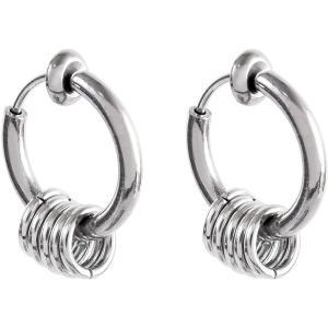 フェイクピアス メンズ レディース イヤリング ノンホールピアス イヤーカフ 5連リング シルバー 両耳セ