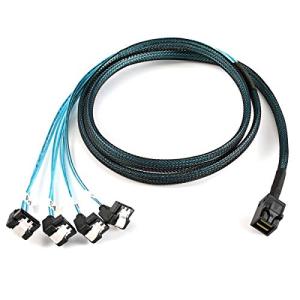 Cablecc内蔵Mini SAS SFF-8643ホストからアングル4 SATAターゲットハードディスク6GbpsデータサーバーRAIDケーブル1m